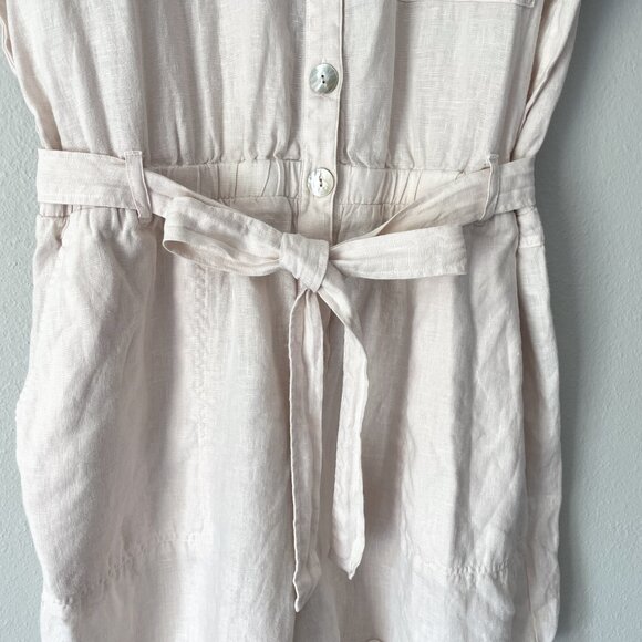 Cloth & Stone for Anthropologie Safari Linen Romper Women's L Button Up Beige - Picture 7 of 15